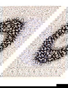 Navy Habibian Nain silk & wool 6L  6'x11''x8'.2'': Navy Habibian Nain silk & wool 6L 6'x11''x8'.2'' - New, Nain, Hand-Knotted, Wool & Silk, 300 -D08576- 862.This item is part of our fine auction collection which includes many fine home accessories inc
