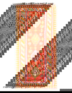 Rust Vintage Persian Reversible Kilim Flat Weave 4'4'' X 8'11'': Rust Vintage Persian Reversible Kilim Flat Weave 4'4'' X 8'11'' - 1920, Shiraz, Hand-Knotted, Flat Weave, 300 -52682- 862.This item is part of our fine auction collection which includes many fine home