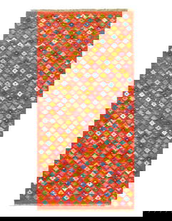 Reversible Kilim Flat Weave Wool On Wool Rug 3'5"X 6'5": Reversible Kilim Flat Weave Wool On Wool Rug 3'5"X 6'5" - NEW, Shiraz, Hand-Woven, Lamb's Wool, 300 -D14242- 862.This item is part of our fine auction collection which includes many fine home accessor