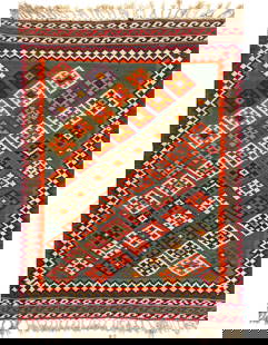 Vintage Multi color Fine Hand Knotted Kilim Rug 5'2'' X 7'2'': Vintage Multi color Fine Hand Knotted Kilim Rug 5'2'' X 7'2'' - Circa 1970, Shiraz, Hand-made, Flat Weave, 300 -52277- 862.This item is part of our fine auction collection which includes many fine hom