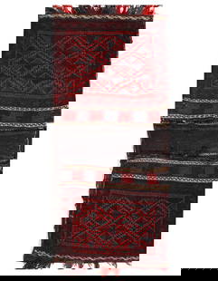 Vintage Persian Hand Knotted Shiraz saddle bag 2'5'' X 5': Vintage Persian Hand Knotted Shiraz saddle bag 2'5'' X 5' - Circa 1950, Shiraz, Hand-Knotted, Lamb's Wool, 300 -53187- 862.This item is part of our fine auction collection which includes many fine hom