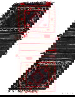 Vintage Persian Hand Knotted Shiraz saddle bag 2' X 4'11'': Vintage Persian Hand Knotted Shiraz saddle bag 2' X 4'11'' - Circa 1950, Shiraz, Hand-Knotted, Lamb's Wool, 300 -53195- 862.This item is part of our fine auction collection which includes many fine ho