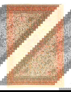 Ivory Persian Tabriz silk & wool 7'x10': Ivory Persian Tabriz silk & wool 7'x10' - New, Tabriz, Hand-Knotted, Wool & Silk, 300 -D08587- 862.This item is part of our fine auction collection which includes many fine home accessories including