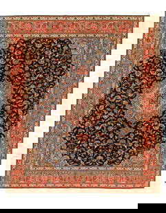 Black Persian Tabriz  Silk & wool 8'.3'' x 9'.9'': Black Persian Tabriz Silk & wool 8'.3'' x 9'.9'' - New, Tabriz, Hand-Knotted, Wool & Silk, 300 -22580- 862.This item is part of our fine auction collection which includes many fine home accessories in