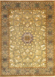 Gray Persian Gonbad design 5' X 7 ': Gray Persian Gonbad design 5' X 7 ' - New, Tabriz, Hand-Knotted, Wool & Silk, 300 -D07853- 862.This item is part of our fine auction collection which includes many fine home accessories including anti