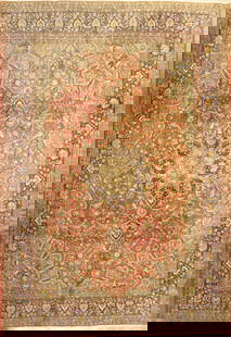 Rust Persian Tabriz Design 8'.3'' X 12'.2'': Rust Persian Tabriz Design 8'.3'' X 12'.2'' - circa 1960, Tabriz, Hand-Knotted, Lamb's Wool, 300 -D07725- 862.This item is part of our fine auction collection which includes many fine home accessories
