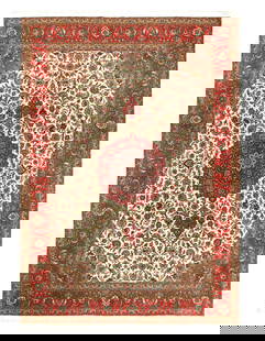 Ivory Persian Tabriz silk & wool 8' 1'' X 11'6'': Ivory Persian Tabriz silk & wool 8' 1'' X 11'6'' - New, Tabriz, Hand-Knotted, Wool & Silk, 300 -D07281- 862.This item is part of our fine auction collection which includes many fine home accessories i