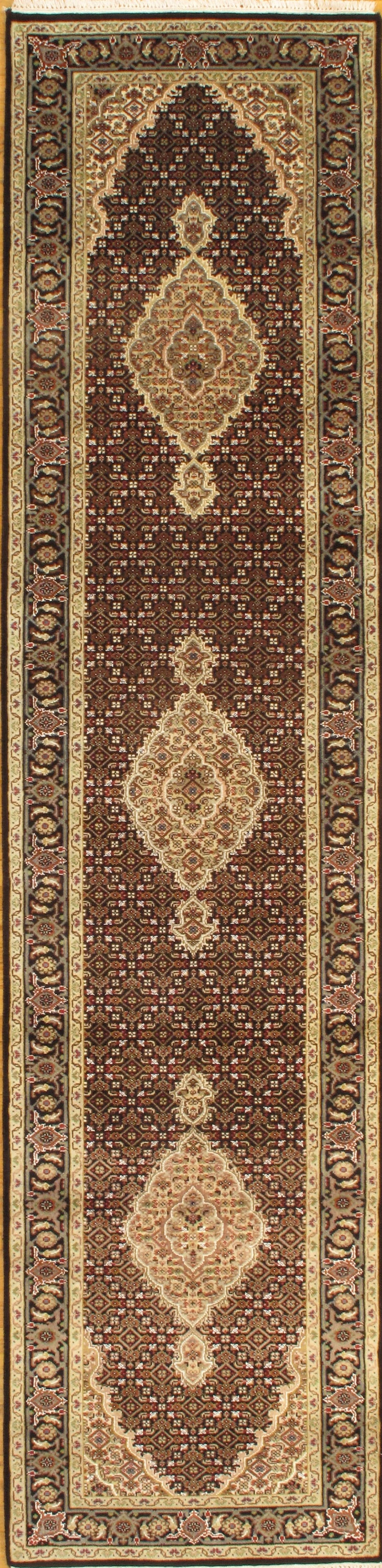 Black Persian Tabriz Runner Design 2' 9'' x 11'3": Black Persian Tabriz Runner Design 2' 9'' x 11'3" - New, Tabriz, Hand-Knotted, Wool & Silk, 300 -D06407- 862.This item is part of our fine auction collection which includes many fine home accessories