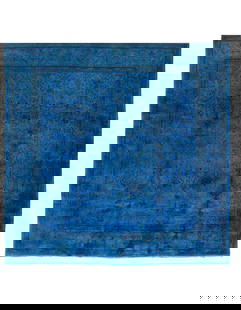 Blue Handmade Overdyed Persian Tabriz Square rug 11' X 11'3'': Blue Handmade Overdyed Persian Tabriz Square rug 11' X 11'3'' - 2000, Tabriz, Hand-Knotted, Lamb's Wool, 300 -D03294- 862.This item is part of our fine auction collection which includes many fine home