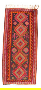 Peach Antique Persian Shiraz Kilim 6' X 11': Peach Antique Persian Shiraz Kilim 6' X 11' - circa 1960, Traditional, Hand-Woven, Wool, 300 -14407- 862.This item is part of our fine auction collection which includes many fine home accessories incl