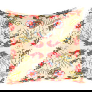 Turkish Suzani Design pillow 16'' X 16'': Turkish Suzani Design pillow 16'' X 16'' - New, Suzani, Handmade , Pure Silk, 300 -TSP 304- 862.This item is part of our fine auction collection which includes many fine home accessories including ant