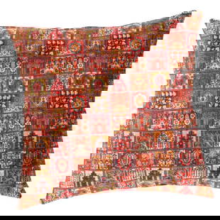 Pasargad velvet Throw Pillow 16'' X 16'': Pasargad velvet Throw Pillow 16'' X 16'' - New, Bakhtiari, Hand-made, Velvet Silk, 300 -TIR 310- 862.This item is part of our fine auction collection which includes many fine home accessories includin