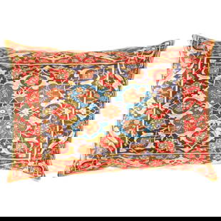 Persian Velvet Pillow 16'' X 24'': Persian Velvet Pillow 16'' X 24'' - New, Isfahan, N/A, Velvet Silk, 300 -TIR 221- 862.This item is part of our fine auction collection which includes many fine home accessories including antique rugs,