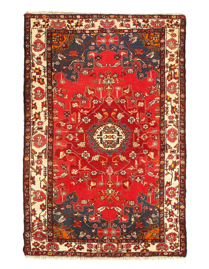 Fine hand knotted Persian Antique Tafresh rug 4'4'' X 6'6'': Fine hand knotted Persian Antique Tafresh rug 4'4'' X 6'6'' - 1930, Tafresh, Hand-Knotted, Lamb's Wool, 300 -D12516- 862.This item is part of our fine auction collection which includes many fine home