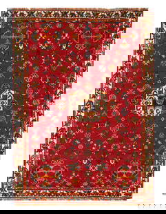 Vintage Red Persian Hand Knotted Shiraz Rug 3'11'' X 5'1'': Vintage Red Persian Hand Knotted Shiraz Rug 3'11'' X 5'1'' - , Shiraz, Hand-Knotted, Lamb's Wool, 300 -17610- 862.This item is part of our fine auction collection which includes many fine home accesso