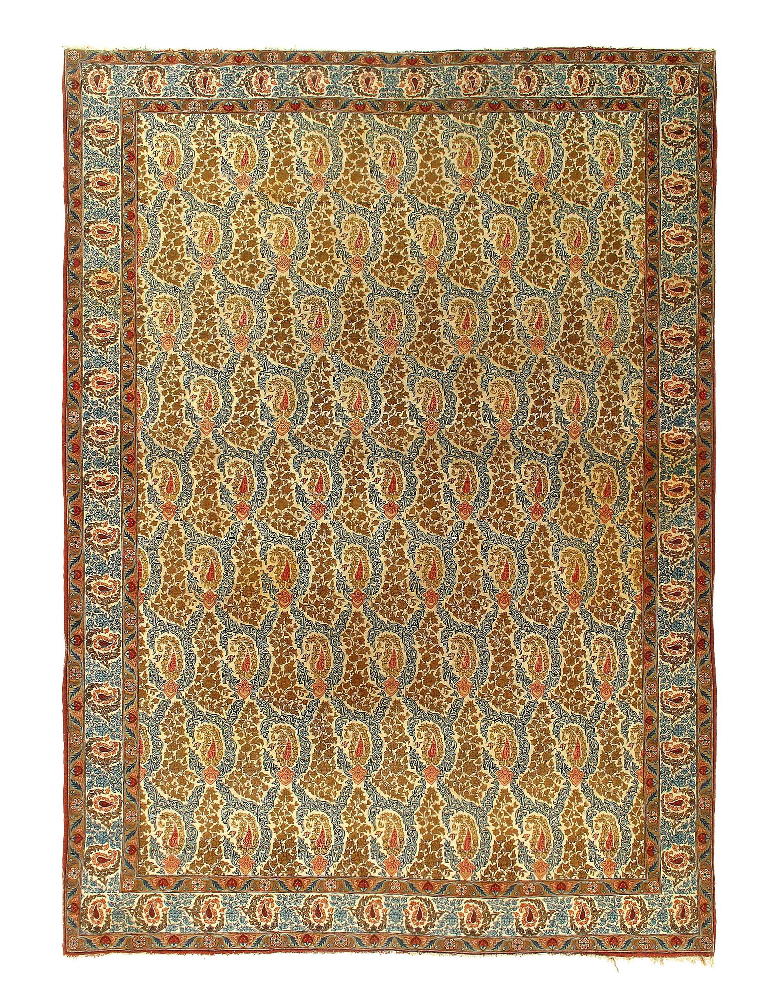 Ivory Persian Antique Qum rug 7'.5'' x 10'.2'': Ivory Persian Antique Qum rug 7'.5'' x 10'.2'' - circa 1960, Qum, Hand-Knotted, Lamb's Wool, 300 -D08242- 862.This item is part of our fine auction collection which includes many fine home accessories