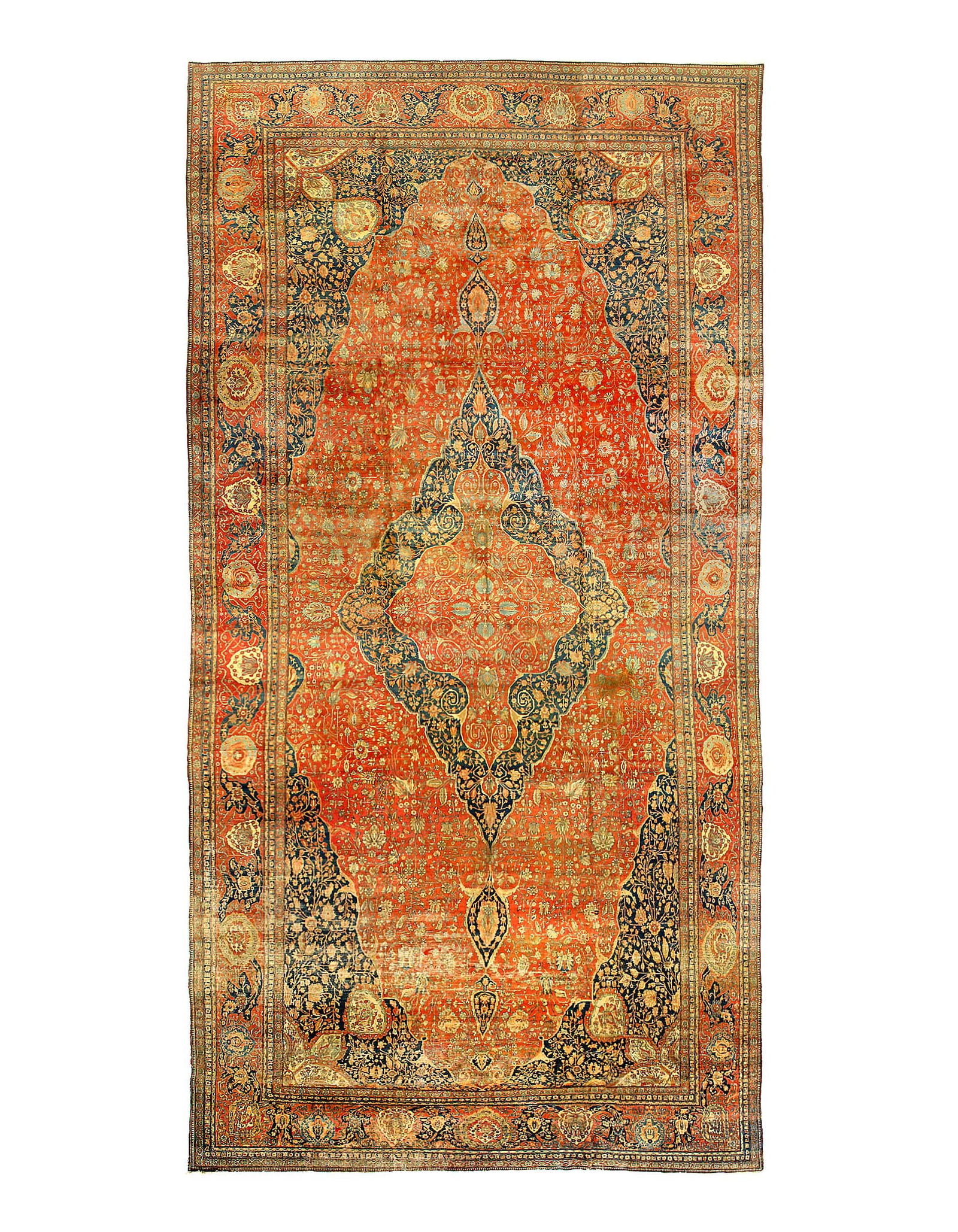 Fine Hand Knotted Persian Antique Mohtasham Kashan 13'5'' X 26'5'': Fine Hand Knotted Persian Antique Mohtasham Kashan 13'5'' X 26'5'' - 1880, Mohtesham Kashan, Hand-Knotted, Lamb's Wool, 300 -D11928- 862.This item is part of our fine auction collection which includes