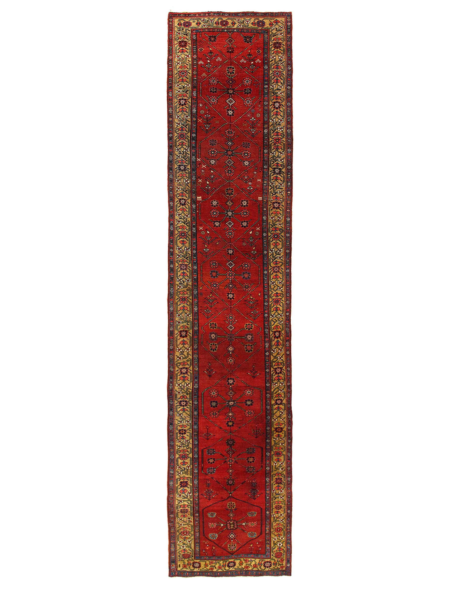 Rust Persian Antique Bidjar Runner 4'x18': Rust Persian Antique Bidjar Runner 4'x18' - circa 1900, Bidjar, Hand-Knotted, Lamb's Wool, 300 -D14340- 862.This item is part of our fine auction collection which includes many fine home accessories i