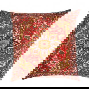 Persian Heriz Design Pillow 24'' X 24'': Persian Heriz Design Pillow 24'' X 24'' - New, Heriz, Handmade , Velvet Silk, 300 -IR 7 L- 862.This item is part of our fine auction collection which includes many fine home accessories including anti
