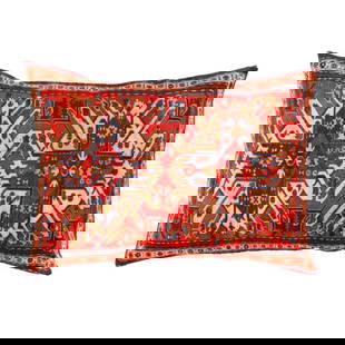 Traditional KAZAK Design Velvet Pillow 18" X 26": Traditional KAZAK Design Velvet Pillow 18" X 26" - New, Kazak, N/A, Velvet Silk, 300 -IR 119- 862.This item is part of our fine auction collection which includes many fine home accessories including a