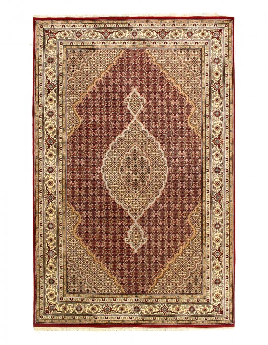 Genuine Tabriz Fish Design Silk & Wool Pile Rug 6'1"X 9'4": Genuine Tabriz Fish Design Silk & Wool Pile Rug 6'1"X 9'4" - NEW, Tabriz, Hand-Knotted, Wool & Silk, 300 -D14990- 862.This item is part of our fine auction collection which includes many fine home acc