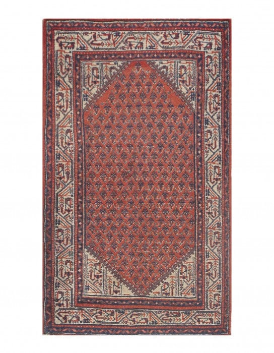 Red Persian Antique Sarouk 2'7'' X 4'4'': Red Persian Antique Sarouk 2'7'' X 4'4'' - , Sarouk, Hand-Knotted, Lamb's Wool, 300 -D10384- 862.This item is part of our fine auction collection which includes many fine home accessories including an
