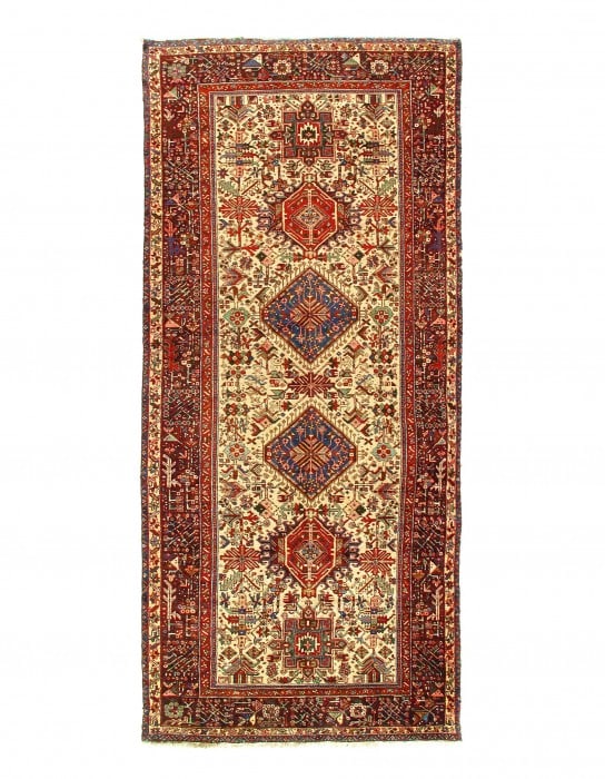 Persian Antique Hand Knotted Persian Karajeh 5' X 12': Persian Antique Hand Knotted Persian Karajeh 5' X 12' - Circa 1920, Karaja, Hand-Knotted, Lamb's Wool, 300 -D10538- 862.This item is part of our fine auction collection which includes many fine home a