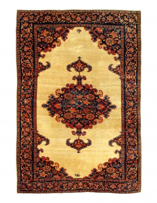 Ivory Super Fine Persain Antique Sarouk Farahan 4'3'' X 6'9'': Ivory Super Fine Persain Antique Sarouk Farahan 4'3'' X 6'9'' - Circa 1880, Farahan, Hand-Knotted, Lamb's Wool, 300 -D11738- 862.This item is part of our fine auction collection which includes many fi