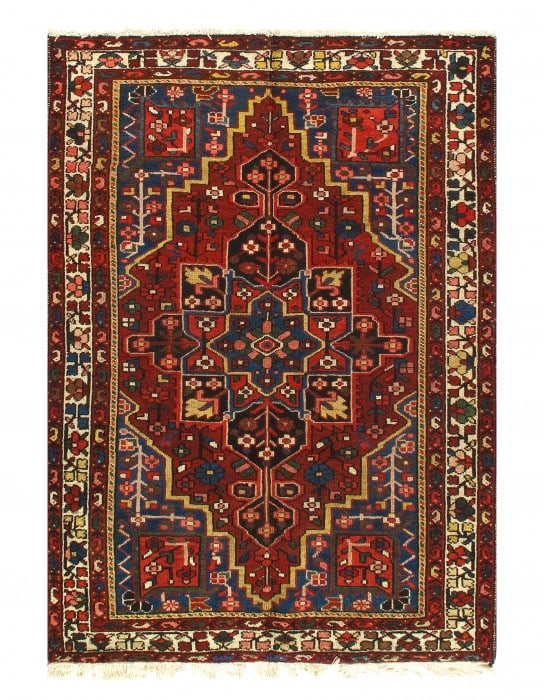 Red Persian Antique Bakhtiari 4'7'' X 6'6'': Red Persian Antique Bakhtiari 4'7'' X 6'6'' - Circle 1940, Bakhtiari, Hand-Knotted, Lamb's Wool, 300 -17374- 862.This item is part of our fine auction collection which includes many fine home accessor