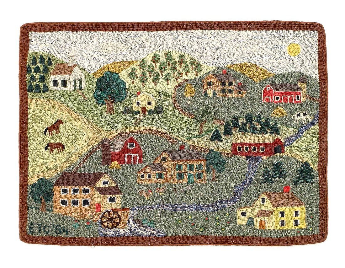 American Antique Hooked Rug 2'3"X 3'1": American Antique Hooked Rug 2'3"X 3'1" - CIRCA 1940, Hooked Rug, Hand-Woven, Lamb's Wool, 300 -D12270- 862.This item is part of our fine auction collection which includes many fine home accessories in