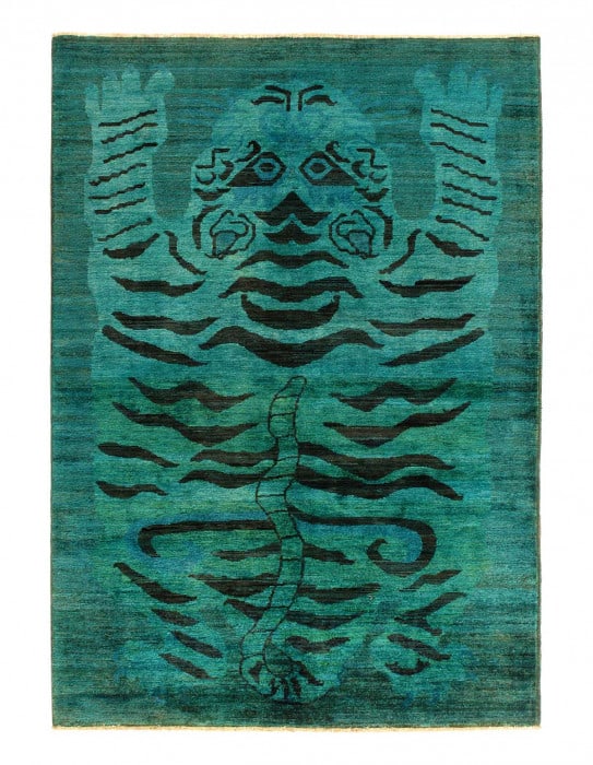 Pasargad Hand Knotted overdyed Tibetan Tiger Rug 4' X 5'9'': Pasargad Hand Knotted overdyed Tibetan Tiger Rug 4' X 5'9'' - New, Modern, Hand-Knotted, Lamb's Wool, 300 -D14202- 862.This item is part of our fine auction collection which includes many fine home ac
