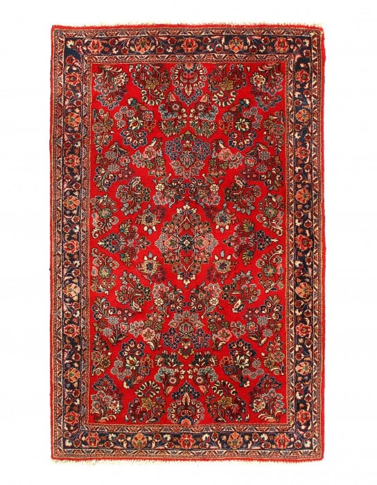 Fine Hand Knotted Persian Antique Sarouk 4'3'' X 6'7'': Fine Hand Knotted Persian Antique Sarouk 4'3'' X 6'7'' - Circa 1900, Sarouk, Hand-Knotted, Lamb's Wool, 300 -D11670- 862.This item is part of our fine auction collection which includes many fine home