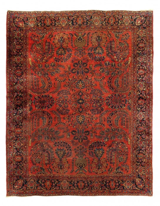 Fine Hand Knotted Persian Antique sarouk 9'2'' X 11'5'': Fine Hand Knotted Persian Antique sarouk 9'2'' X 11'5'' - 1920, Sarouk, Hand-Knotted, Lamb's Wool, 300 -D12020- 862.This item is part of our fine auction collection which includes many fine home acces