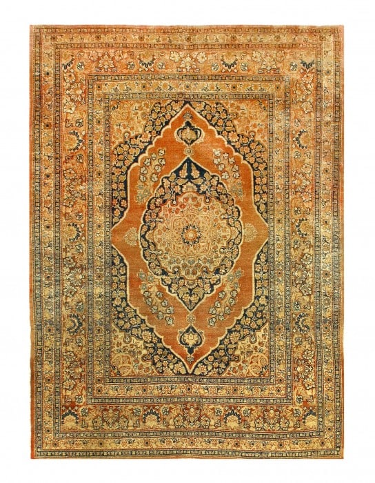 Rust Persian Antique Tabriz 4'1'' X 5'6'': Rust Persian Antique Tabriz 4'1'' X 5'6'' - late 19th century, Tabriz, Hand-Knotted, Lamb's Wool, 300 -27994- 862.This item is part of our fine auction collection which includes many fine home accesso