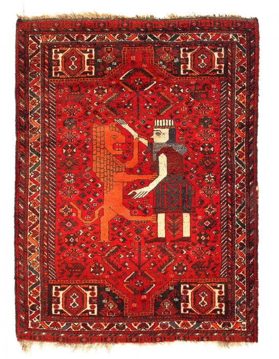 Rust Persian Antique Qashgaei Rug 3'11"x5'1": Rust Persian Antique Qashgaei Rug 3'11"x5'1" - circa 1920, Qashqai, Hand-Knotted, Lamb's Wool, 300 -D14520- 862.This item is part of our fine auction collection which includes many fine home accessori