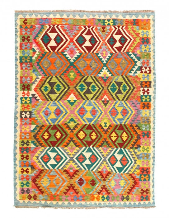 Reversible Kilim Flat Weave Wool On Wool Rug 5'8'' X 7'11'': Reversible Kilim Flat Weave Wool On Wool Rug 5'8'' X 7'11'' - New, Flat Weave, Flatweave, Flat Weave, 300 -D14395- 862.This item is part of our fine auction collection which includes many fine home ac