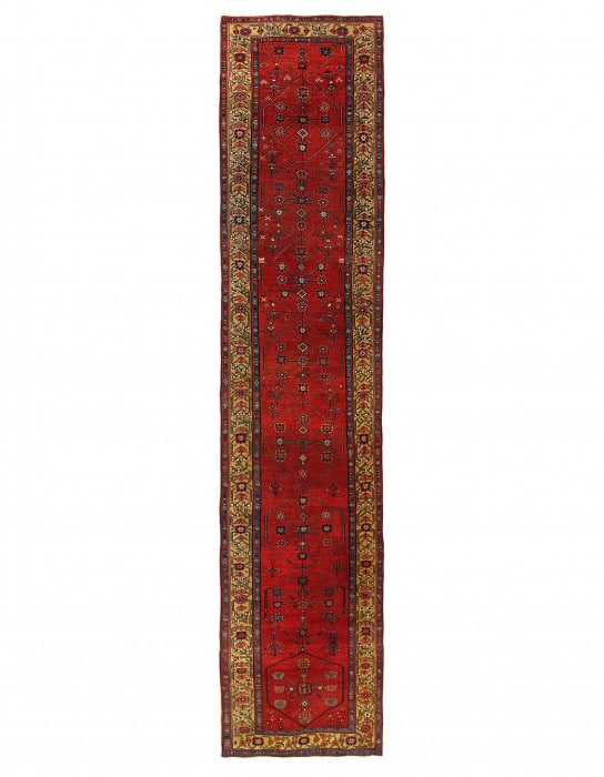 Rust Persian Antique Bidjar Runner 4'x18': Rust Persian Antique Bidjar Runner 4'x18' - circa 1900, Bidjar, Hand-Knotted, Lamb's Wool, 300 -D14340- 862.This item is part of our fine auction collection which includes many fine home accessories i