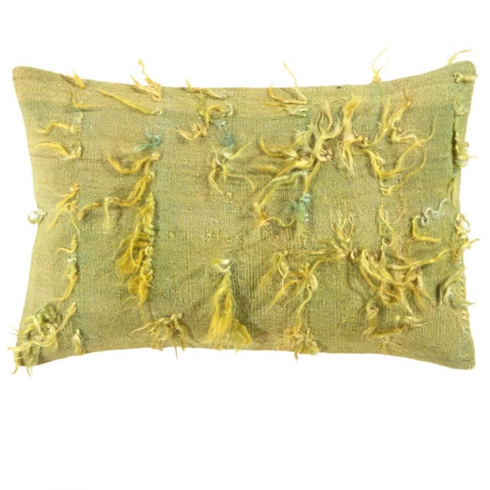 1980s Turkish Tulu Pillow 15'' X 23'': 1980s Turkish Tulu Pillow 15'' X 23'' - New, Tulu, Hand-made, Lamb's Wool, 300 -K 196- 862.This item is part of our fine auction collection which includes many fine home accessories including antique