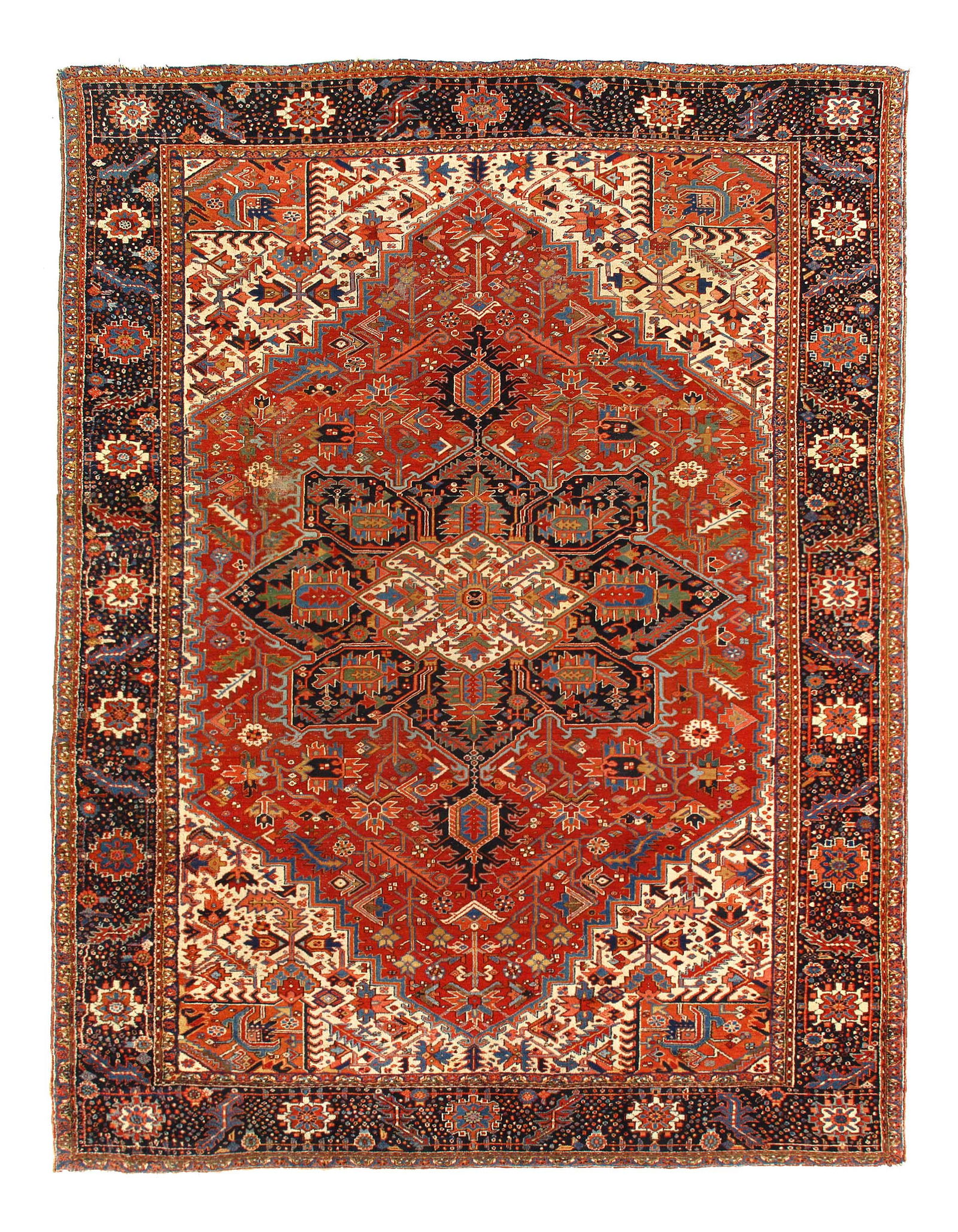 Persian Antique Hand Knotted Heriz 11'X 14'5": Persian Antique Hand Knotted Heriz 11'X 14'5" - CIRCA 1920, Heriz, Hand-Knotted, Lamb's Wool, 300 -D15077- 862.This item is part of our fine auction collection which includes many fine home accessorie