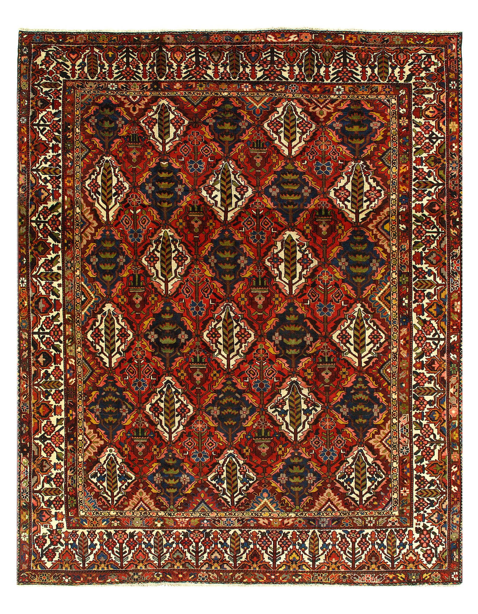 Fine Hand knotted Persian Antique Bakhtiari 11' X 13'8'': Fine Hand knotted Persian Antique Bakhtiari 11' X 13'8'' - Circa 1950, Bakhtiari, Hand-Knotted, Lamb's Wool, 300 -17596- 862.This item is part of our fine auction collection which includes many fine h