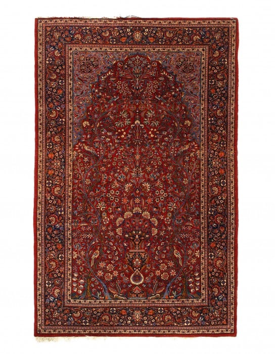 Red Color Fine Persian Antique Kashan 4'5'' X 6'11'': Red Color Fine Persian Antique Kashan 4'5'' X 6'11'' - 1900, Kashan, Hand-Knotted, Lamb's Wool, 300 -D11672- 862.This item is part of our fine auction collection which includes many fine home accessor