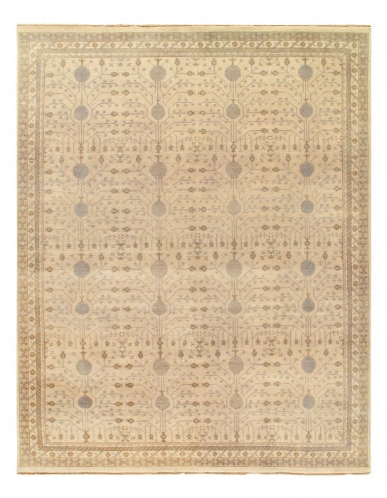 Ivory Fine Hand Knotted Khotan 10' X 14': Ivory Fine Hand Knotted Khotan 10' X 14' - New, Khotan, Hand-Knotted, Lamb's Wool, 300 -D10996- 862.This item is part of our fine auction collection which includes many fine home accessories including