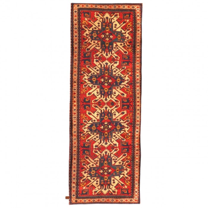 Vintage kazak design Velvet table cloth 1'7'' X 4'5'': Vintage kazak design Velvet table cloth 1'7'' X 4'5'' - New, Kazak, Hand-Knotted, Velvet Silk, 300 -D11707- 862.This item is part of our fine auction collection which includes many fine home accessori