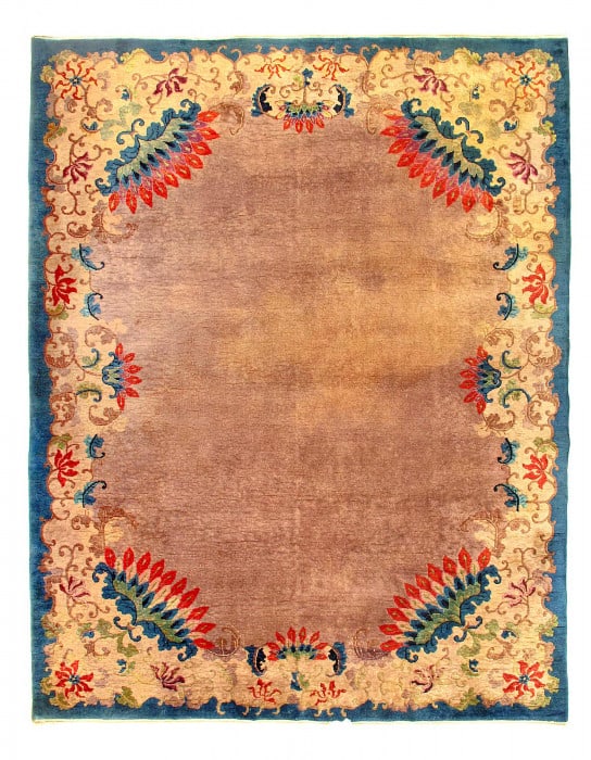 Beige Antique Chinese Art Deco Rug 9'x 12' (1 of 3)
