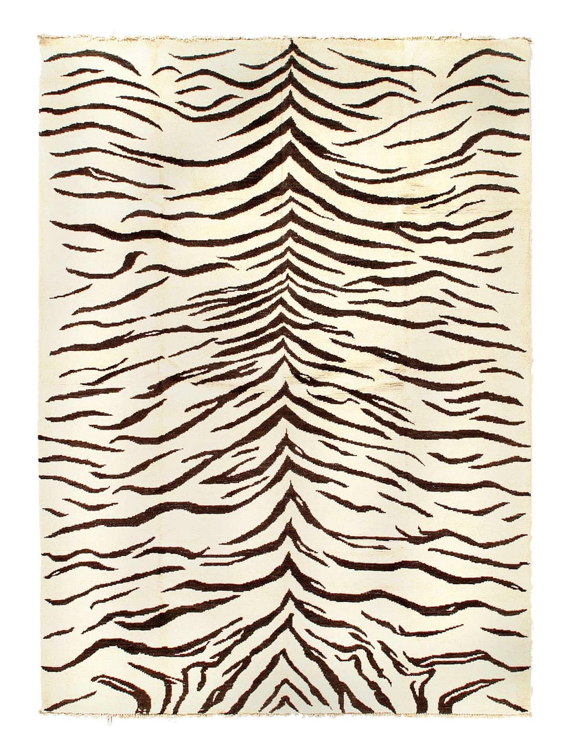 Zebra Skin Hand hand Knotted Black And White Rug 5'7"X 7'7': Zebra Skin Hand hand Knotted Black And White Rug 5'7"X 7'7' - NEW, Modern, Hand-Knotted, Lamb's Wool, 300 -D14949- 862.This item is part of our fine auction collection which includes many fine home ac