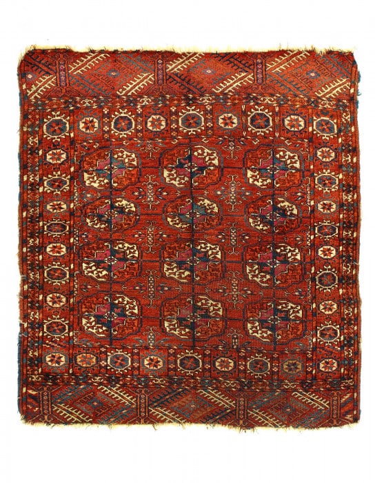 Fine Hand Knotted Turkaman Antique Rug 2'11'' X 3'6'': Fine Hand Knotted Turkaman Antique Rug 2'11'' X 3'6'' - 1900, Tekke Turkamn, Hand-Knotted, Lamb's Wool, 300 -D12411- 862.This item is part of our fine auction collection which includes many fine home