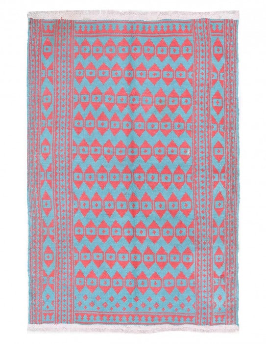 Reversible Persian cotton sumak hand woven rug 4'11"X 7'2": Reversible Persian cotton sumak hand woven rug 4'11"X 7'2" - CIRCA 1970, Sumak, Hand-Woven, Cotton, 300 -D14061- 862.This item is part of our fine auction collection which includes many fine home acce