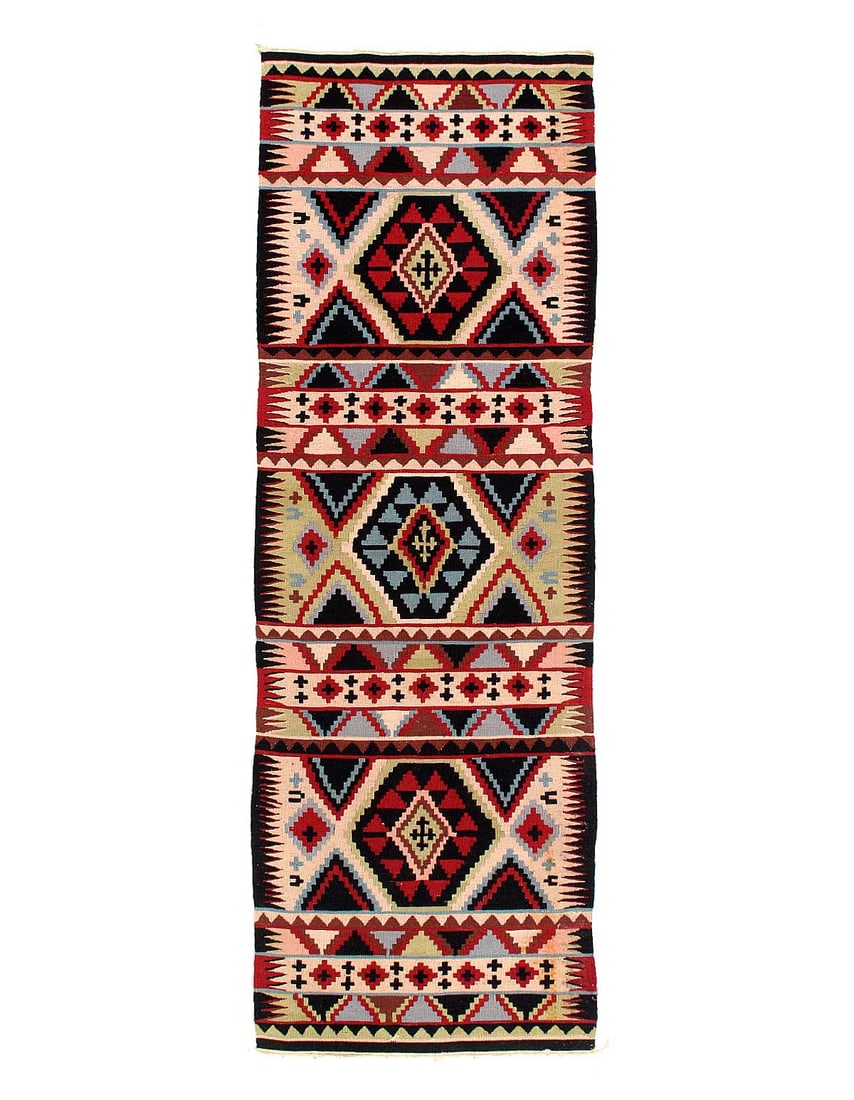 Reversible Kilim Flat Weave Runner 2'7'' X 5'8'': Reversible Kilim Flat Weave Runner 2'7'' X 5'8'' - 2000, Shiraz, Flatweave, Flat Weave, 300 -53655- 862.This item is part of our fine auction collection which includes many fine home accessories inclu