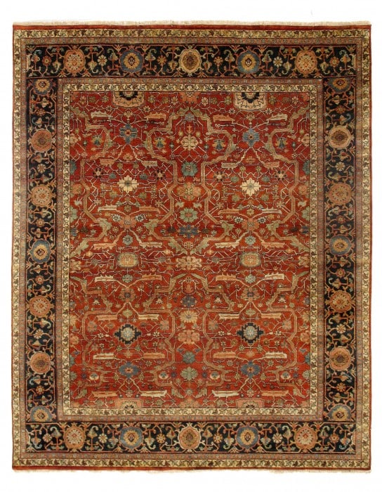 Rust Fine Hand Knotted Persian serapi Design Rug 8' x 9'9'' (1 of 4)