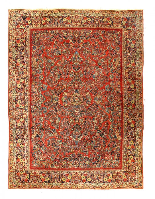 1920s Vintage Persian Sarouk 9'1"X12'1": 1920s Vintage Persian Sarouk 9'1"X12'1" - circa 1920, Sarouk, Hand-Knotted, Lamb's Wool, 300 -D14522- 862.This item is part of our fine auction collection which includes many fine home accessories inc